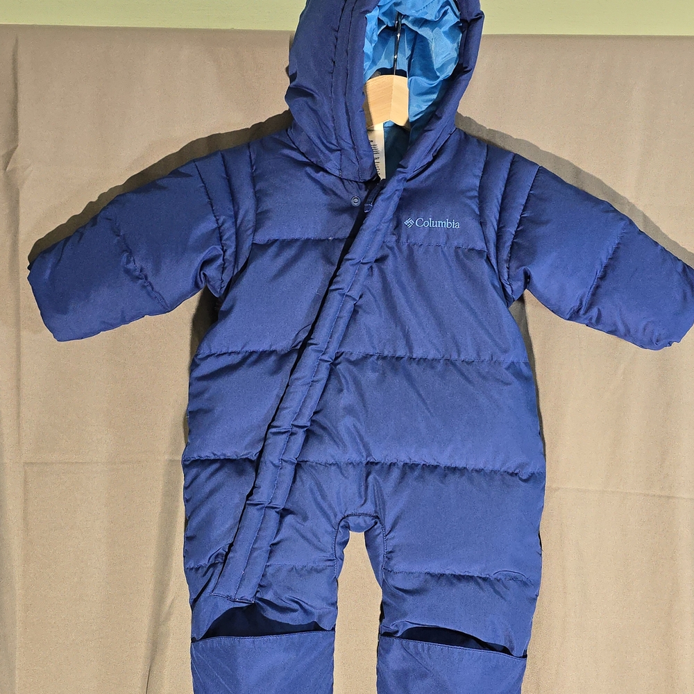 Columbia Gorpcore Snuggly Bunny Down Bunting Baby Snowsuit Blue 12M - Picture 2 of 15